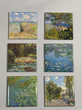 6 square magnets that include paintings by Claude Monet.
