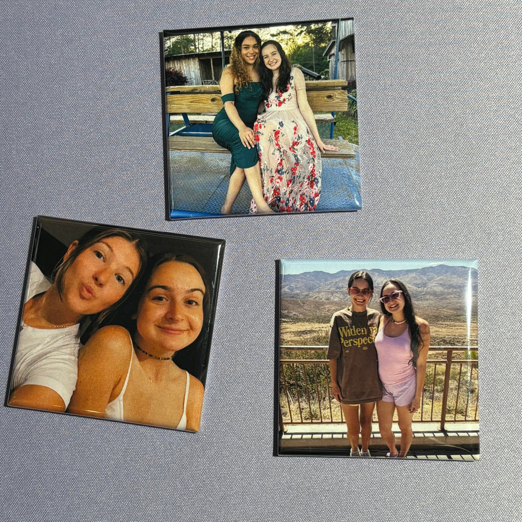 Three square magnets with custom photos