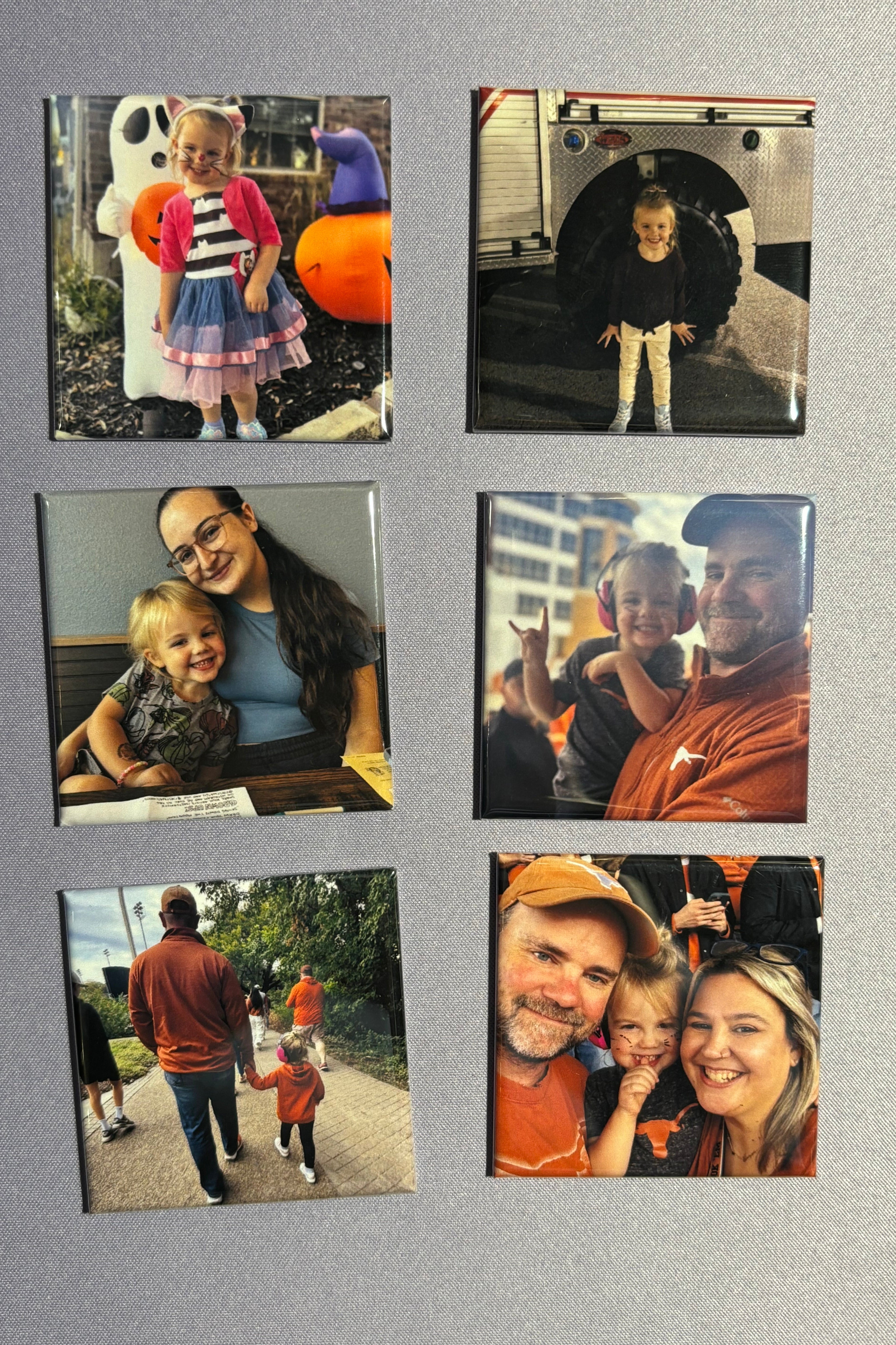 Six square magnets with custom photos