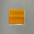 2inx2in orange dishwasher magnet by millie with "clean" and "dirty" to indicate cleanliness of dishes inside dishwasher