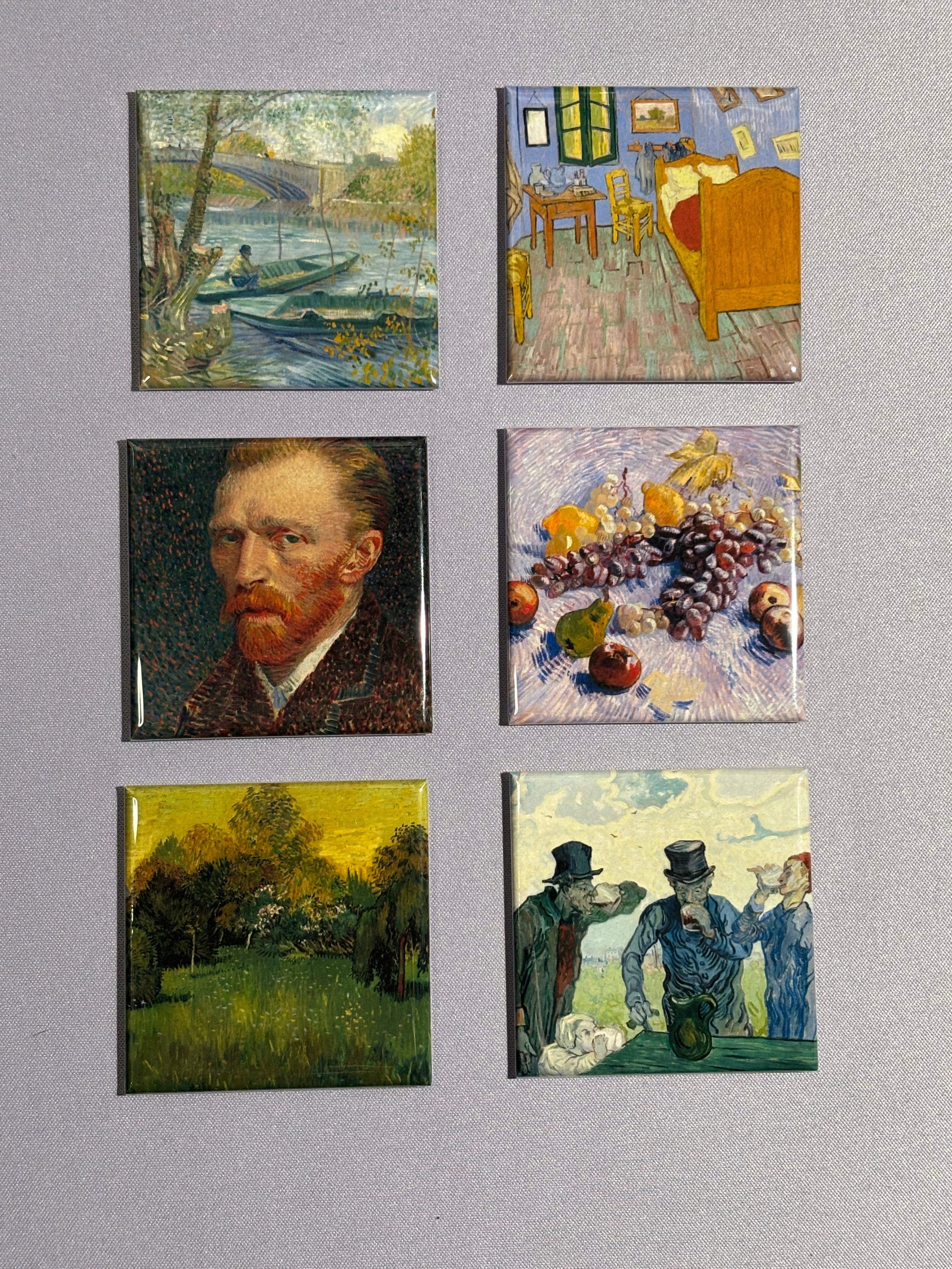6 square magnets that include paintings by Vincent van Gogh.
